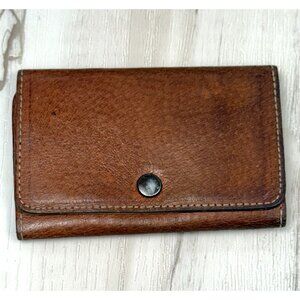 VTG Globe Woven Belting Co Brown Pigskin Leather Trifold KEY CASE Holder Wallet